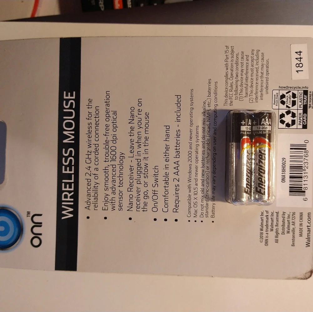 New Onn brand wireless Mouse in package